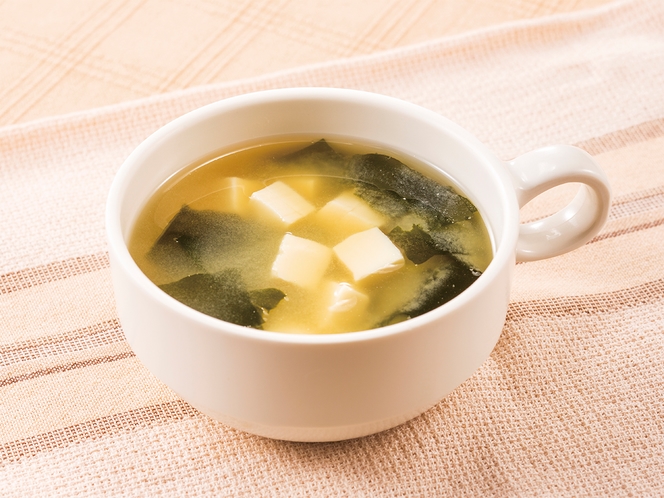 「テアニン味噌スープ」天然成分「テアニン」を配合したハーブ風味の味噌スープ。朝の目覚めに最適です。