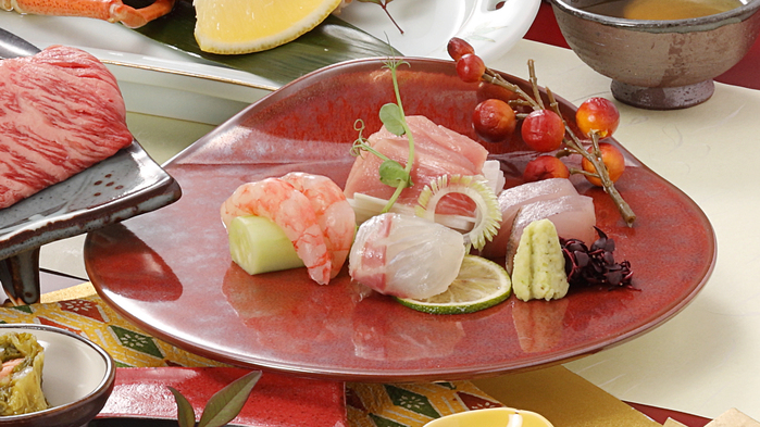 ≪料理長厳選コース≫白石家ワンランク上の特別料理【冬の花舞会席】和牛すき焼き鍋×ズワイ蟹半身
