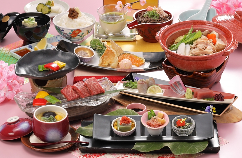 ≪当館1番人気≫白石家スタンダード基本コース【春の花心会席】大山鶏のほうじ茶鍋×島根近海鮮魚3種盛り