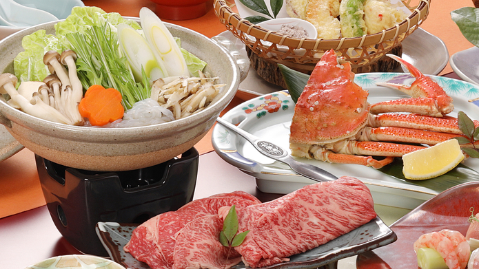 ≪料理長厳選コース≫白石家ワンランク上の特別料理【冬の花舞会席】和牛すき焼き鍋×ズワイ蟹半身