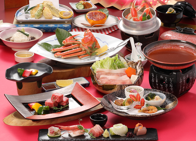 ≪贅沢極み特選コース≫白石家プレミアム逸品料理【冬の花暦会席】島根和牛ステーキ×ズワイ蟹半身