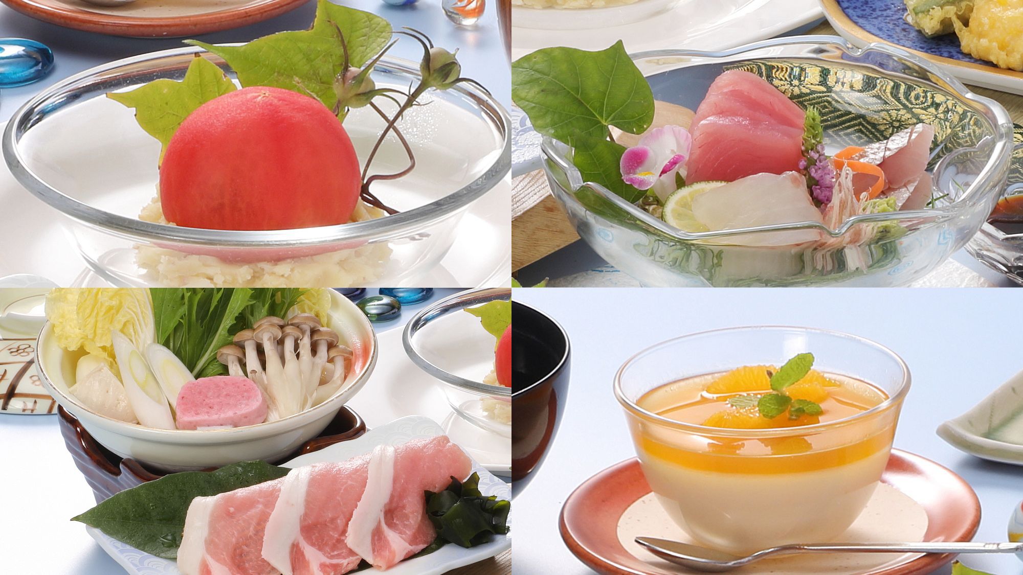 ≪当館1番人気≫白石家スタンダード逸品料理【夏の花心会席】冷製丸ごと完熟トマトサラダ×地魚鮮魚3種