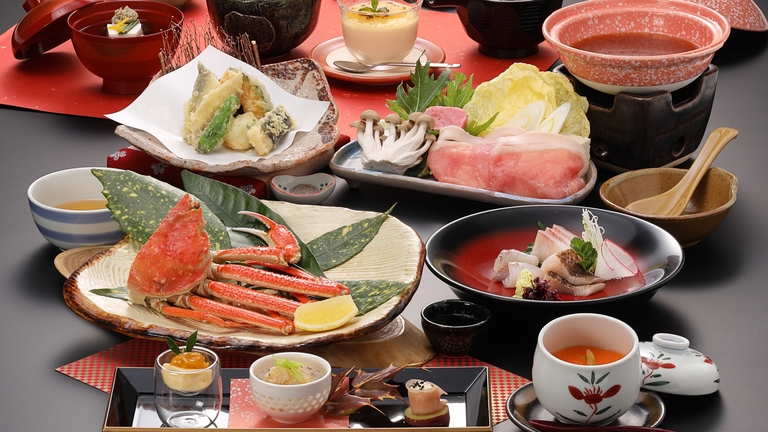 【楽天スーパーSALE】白石家の基本コース！奥出雲豚の胡麻味噌仕立て×ズワイ蟹半身【冬の花心会席】