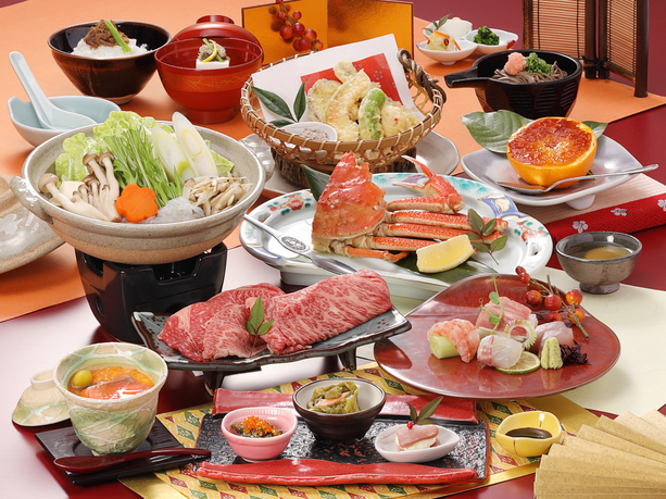 ≪料理長厳選コース≫白石家ワンランク上の特別料理【冬の花舞会席】和牛すき焼き鍋×ズワイ蟹半身