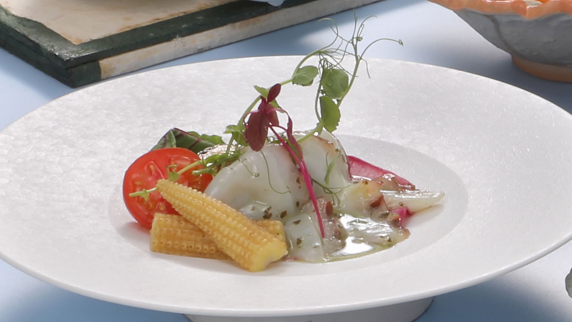 蛸と夏野菜のバジルソース