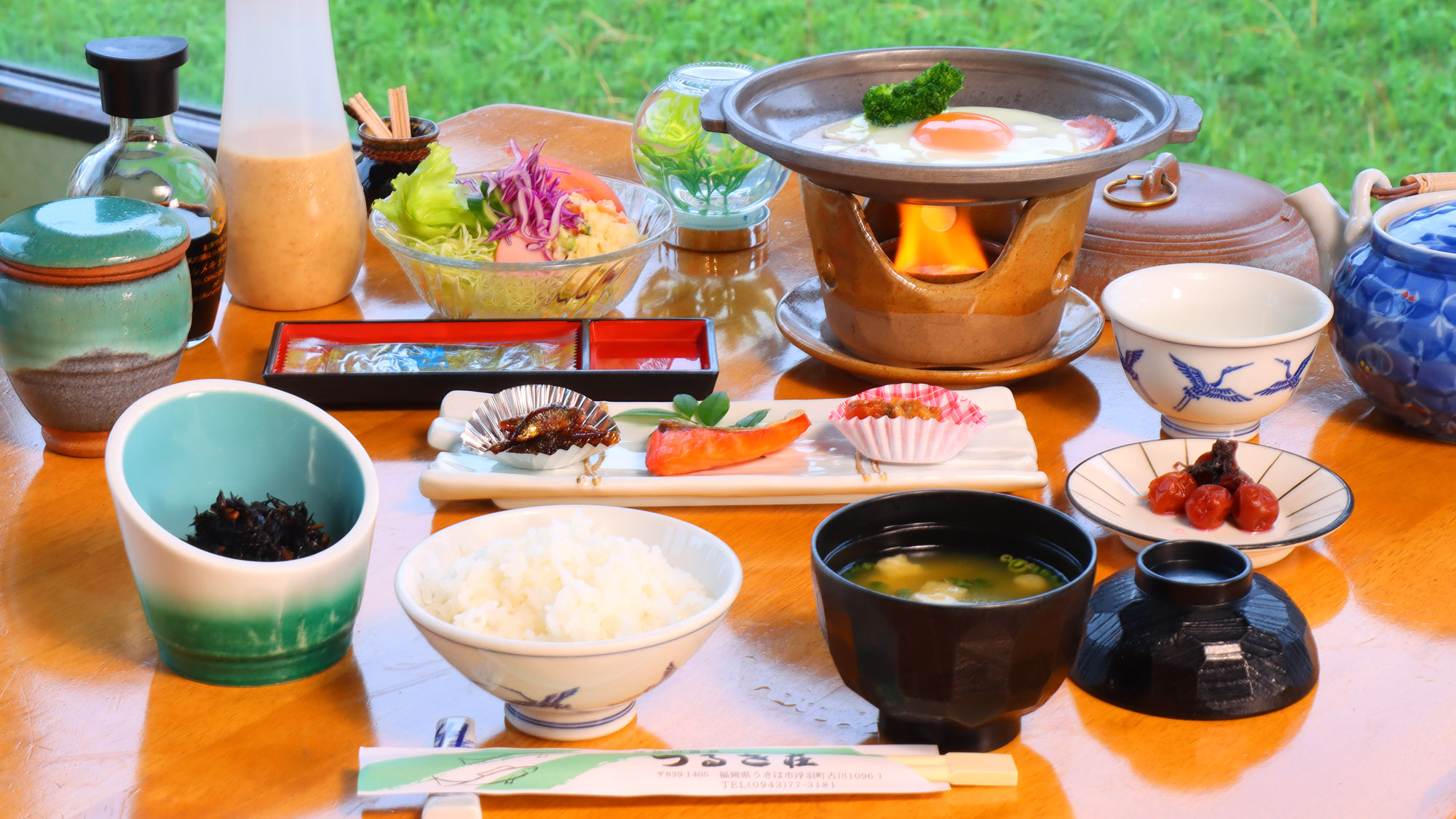 【朝食一例】バランスばっちりの旅館朝食をお召し上がりください。