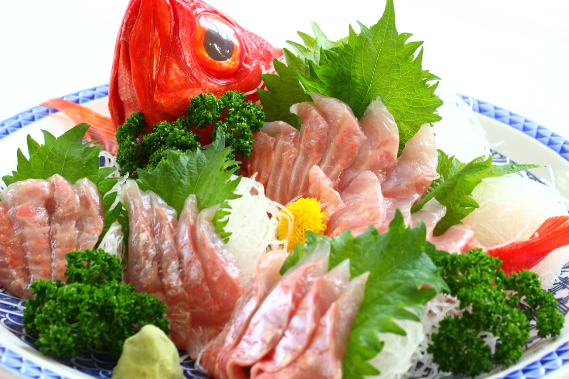 【２食付】【冬、銚子釣り金目鯛＆豚しゃぶ鍋】２名に１尾金目鯛姿造り＆千葉県産豚しゃぶ鍋【本館、別館】