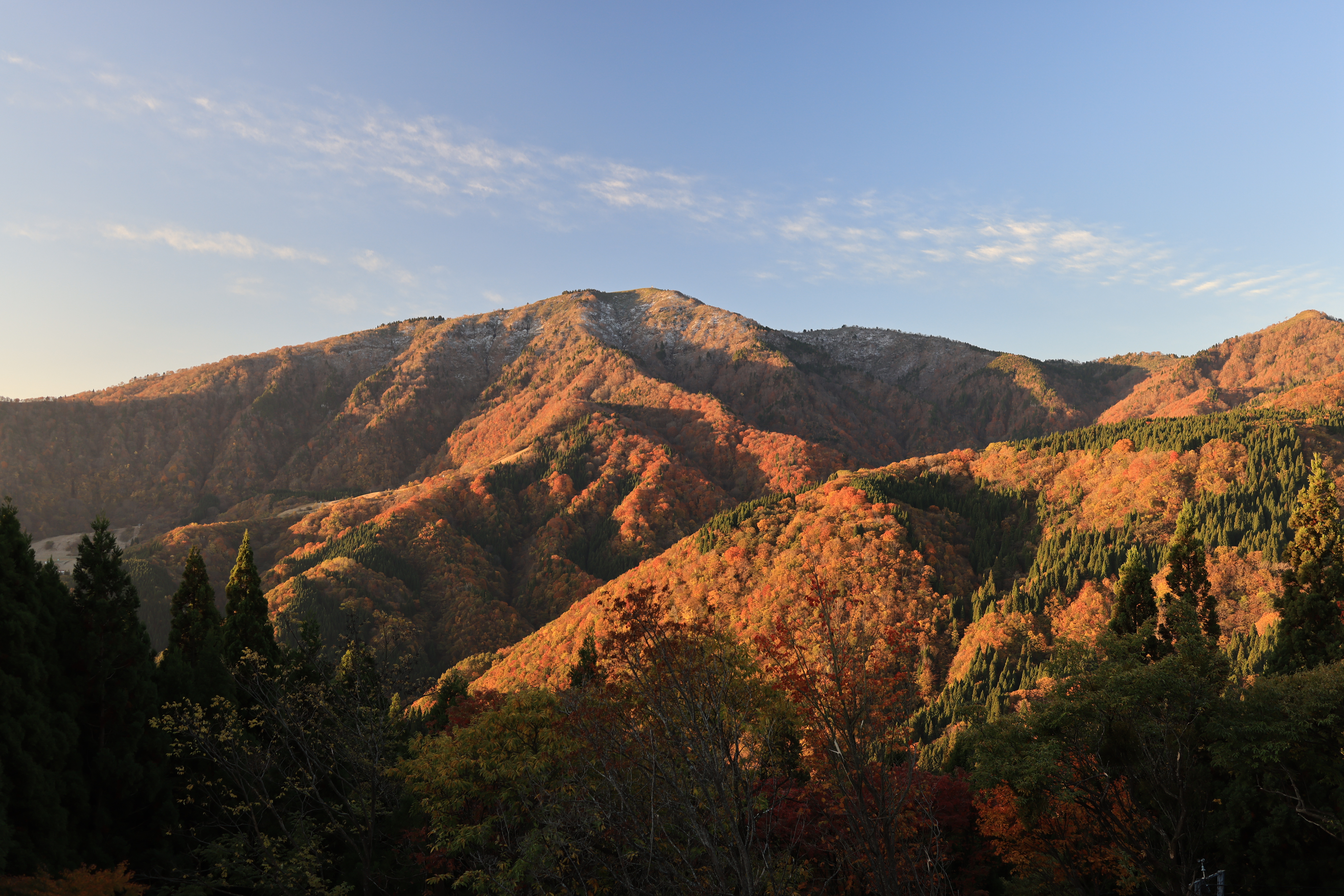 朝焼けの氷ノ山（303号室より撮影）