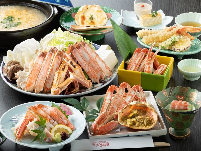かに鍋、ゆで、焼ガニ、カニ刺し、カニ天付き〜豪華かにづくしコース