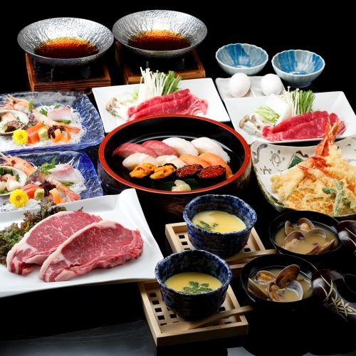 ◆４大夕食プラン～ステーキ、寿司、天ぷら、すき焼き