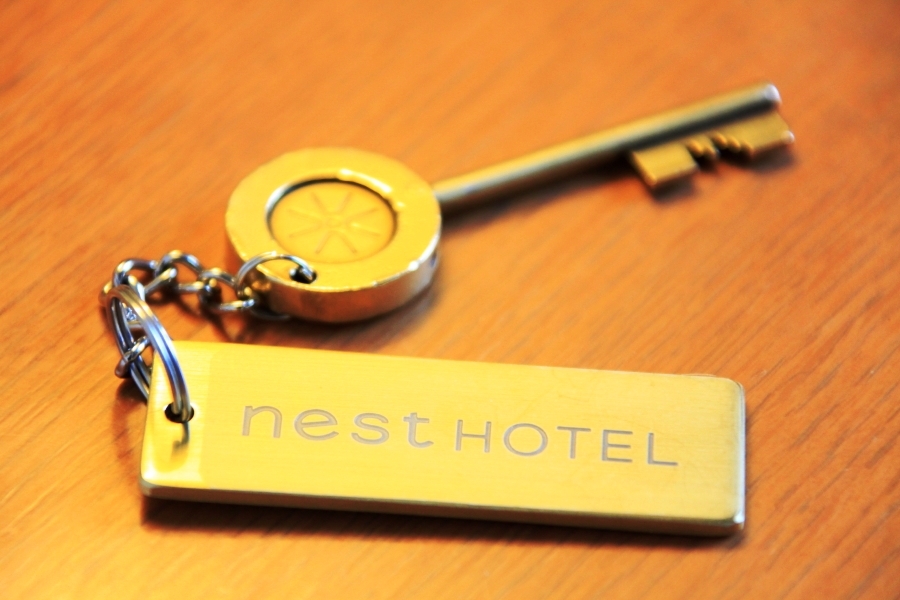 Retro and cute room key. I wish you a wonderful trip.