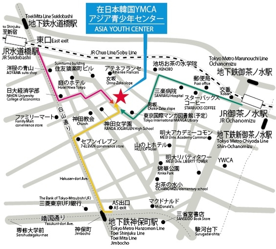 YMCAアジア青少年センター地図