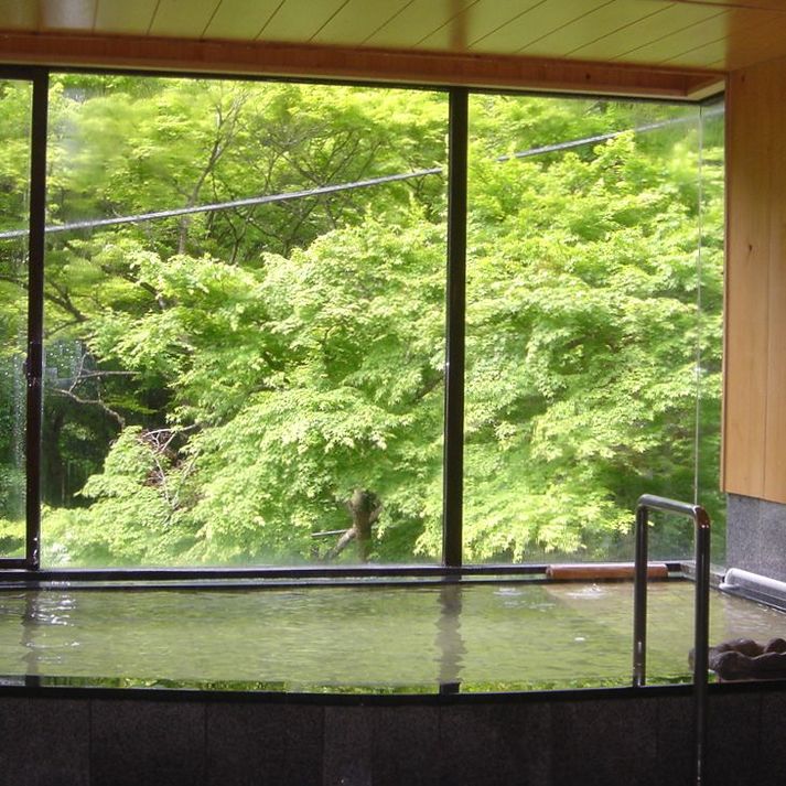 大浴場「彩」からは溢れるばかりの緑の木々をご覧いただけます