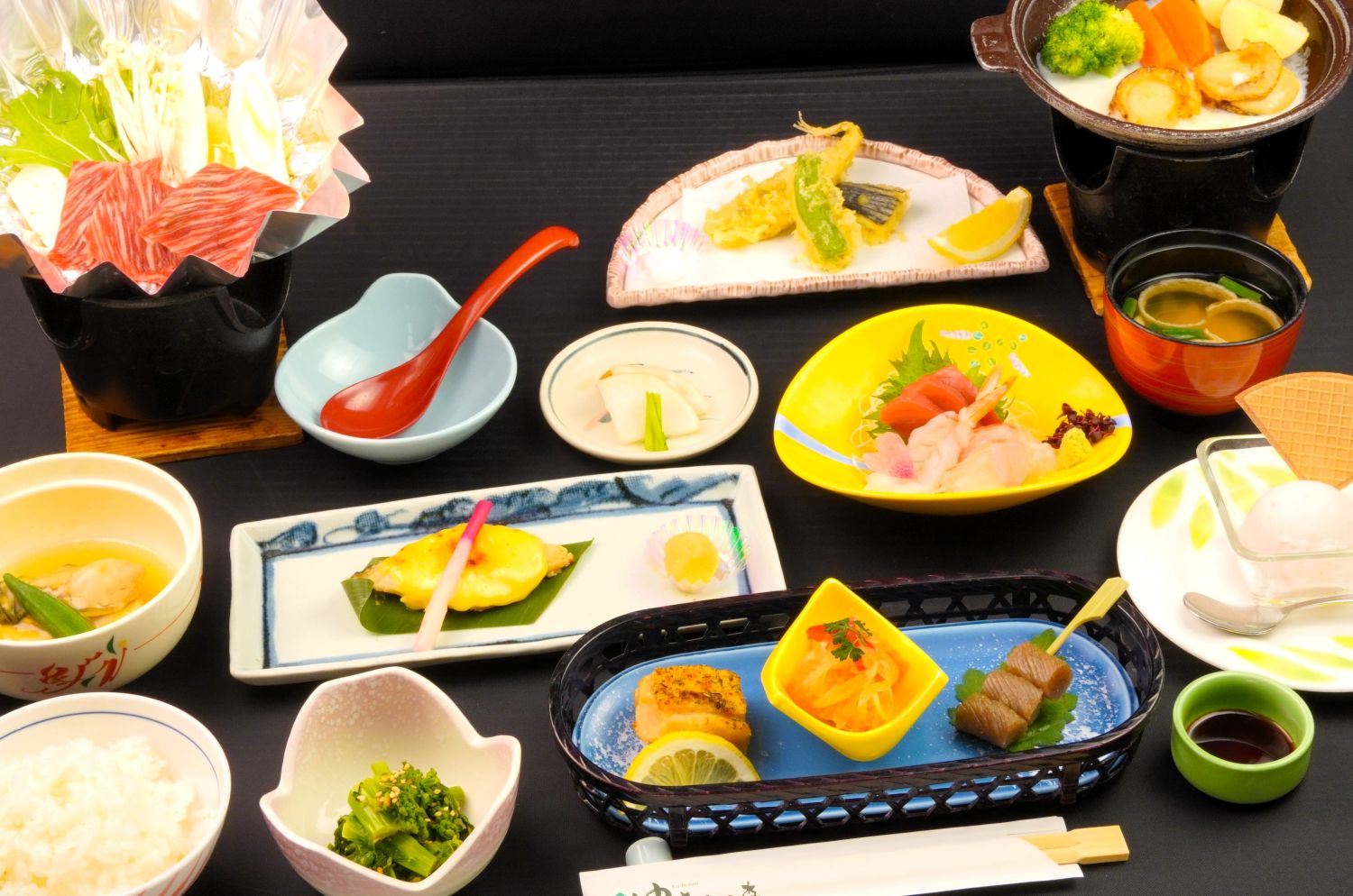 【創作膳コース(４月イメージ)】県産牛の味噌鍋、帆立のポワレ、等々★