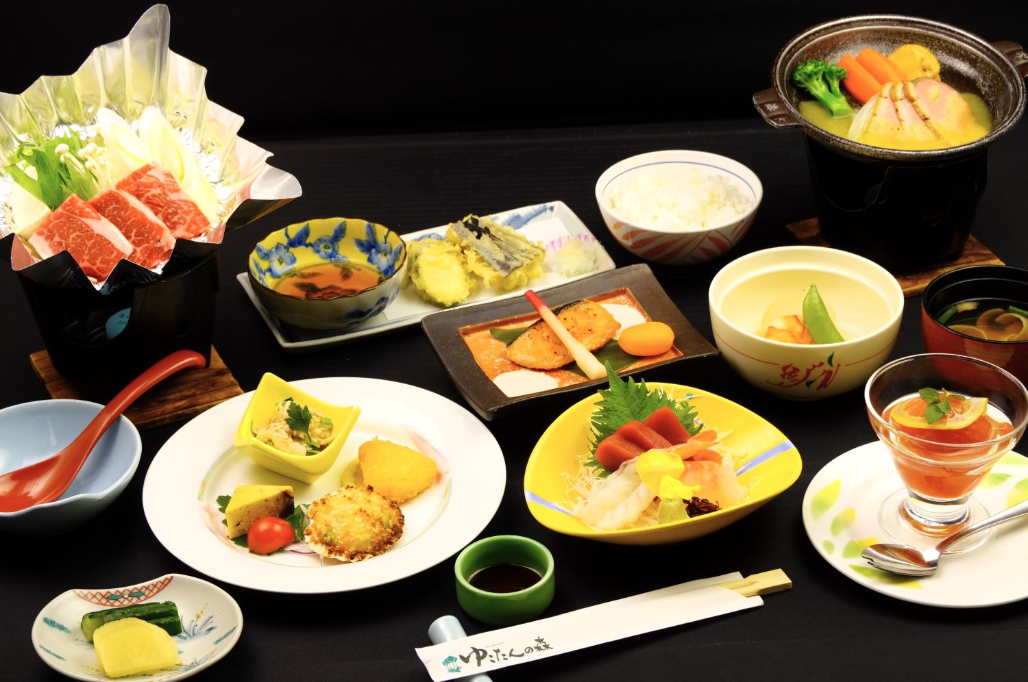 【創作膳コース(７月イメージ)】県産牛の味噌鍋や雫石産野菜の天麩羅、等々★