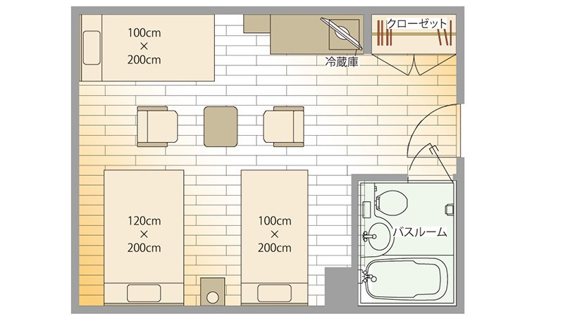 トリプルルーム(26㎡)【定員4名】／間取り