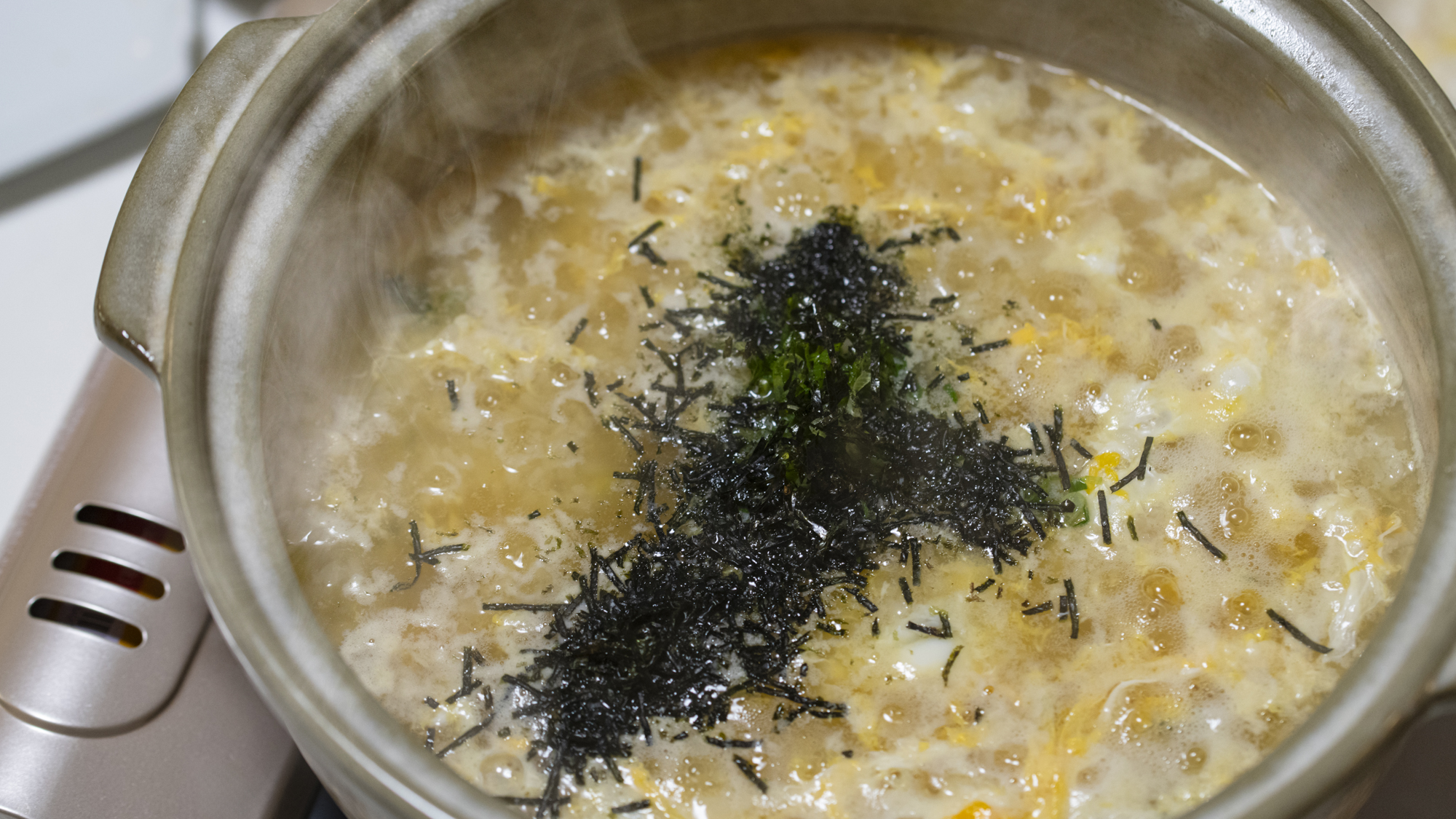 *夕食_カニ鍋〆の雑炊（一例）