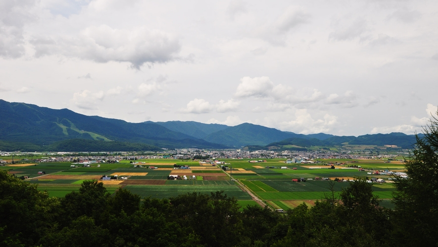 【ハートヒルパーク展望台】広大な富良野市街を一望できる展望台。