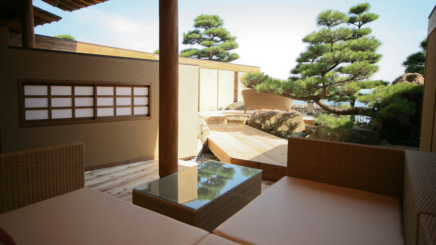 【全室専有露天風呂付】ヴィラ楽園 海の庭 Type D / 105号・テラス部屋側