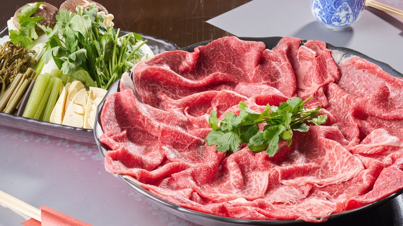 【春☆限定プラン】春爛漫！和香草野菜とお肉のベストマッチが堪りません♪＜但馬玄＆筍＆山菜のすき焼き＞