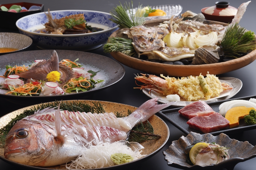 【2時間フリードリンク付きプラン】鯛の活造り＆淡路牛溶岩焼きコース