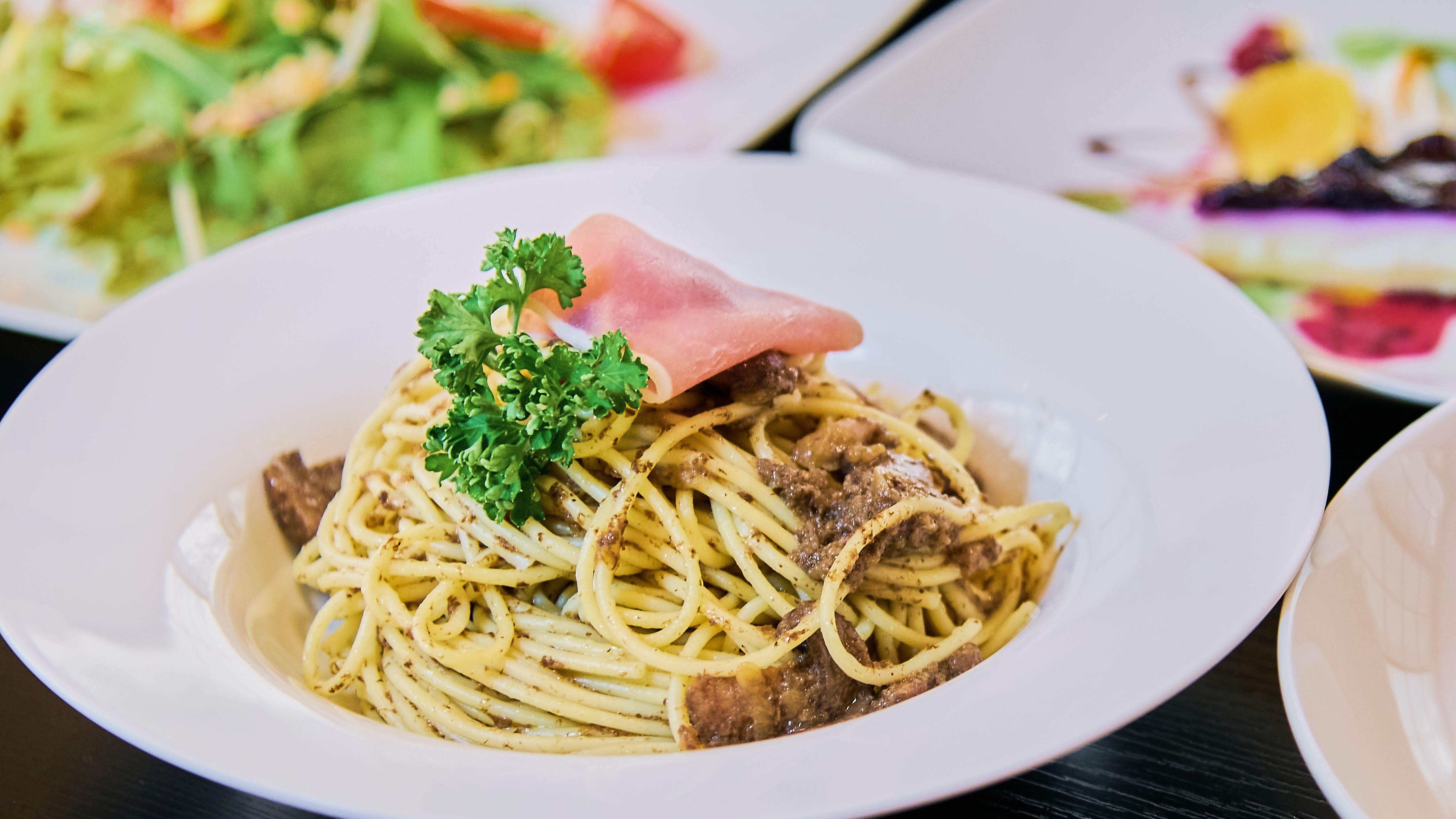 【ランチ】マッシュルームと生ハムのクリームパスタ