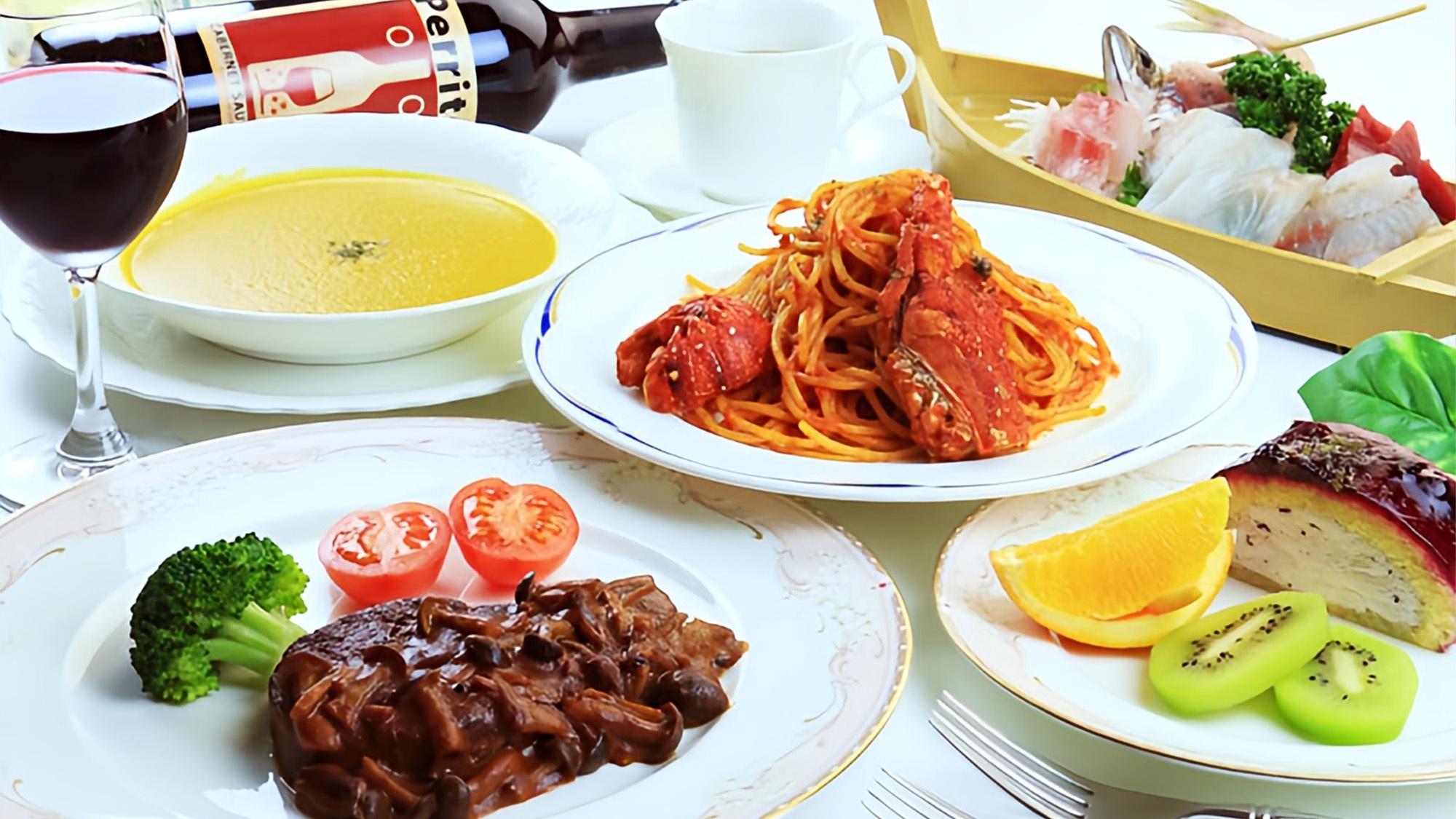 《直前割》9時30分アウトでお得！★舟盛り・伊勢海老・牛ヒレ付ディナー＆貸切り露天