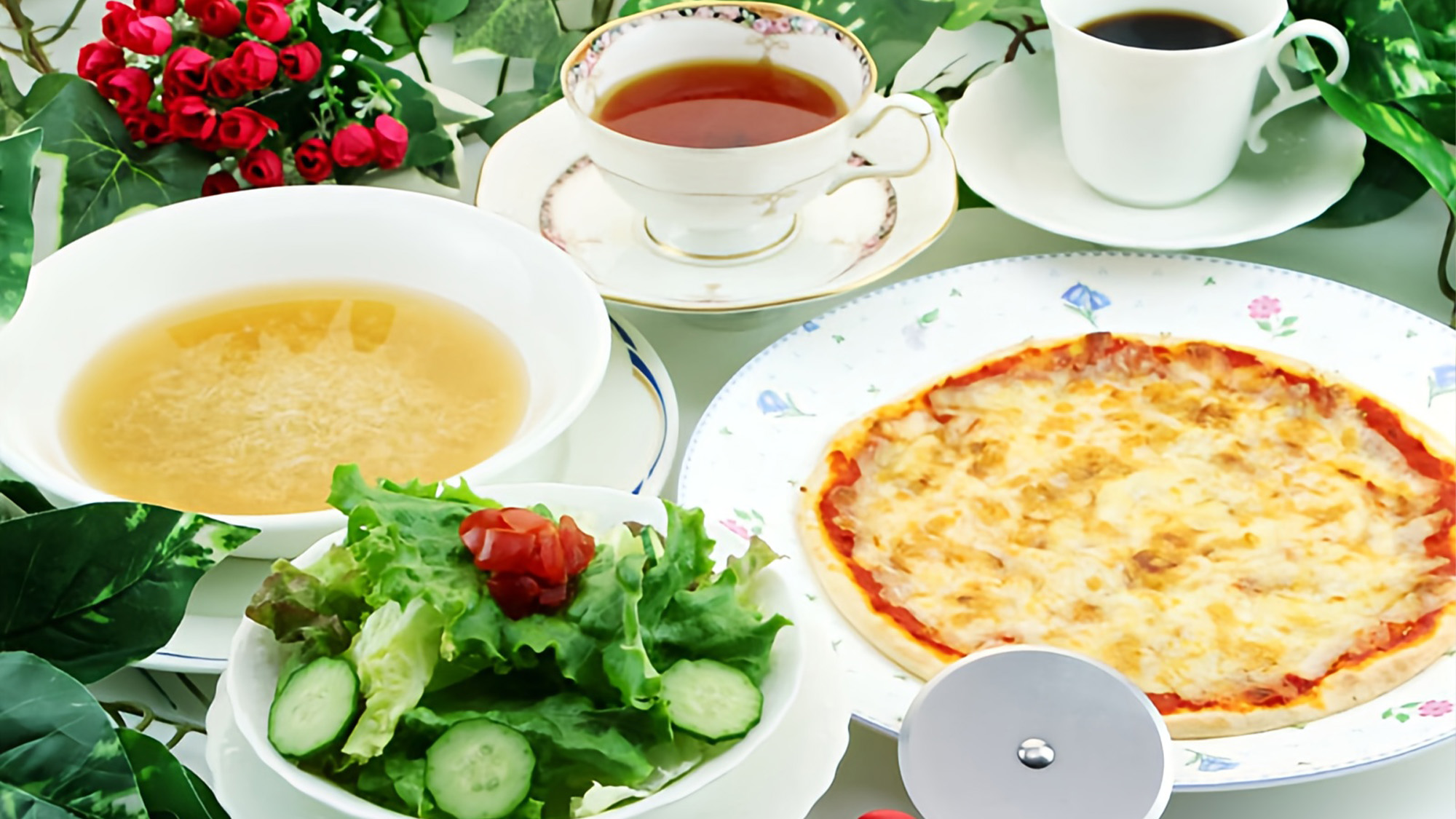 ★朝食一例★アツアツのピザなど、洋朝食をお召し上がり下さいませ♪