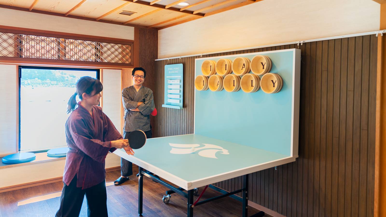 壁打ち卓球で、家族共創