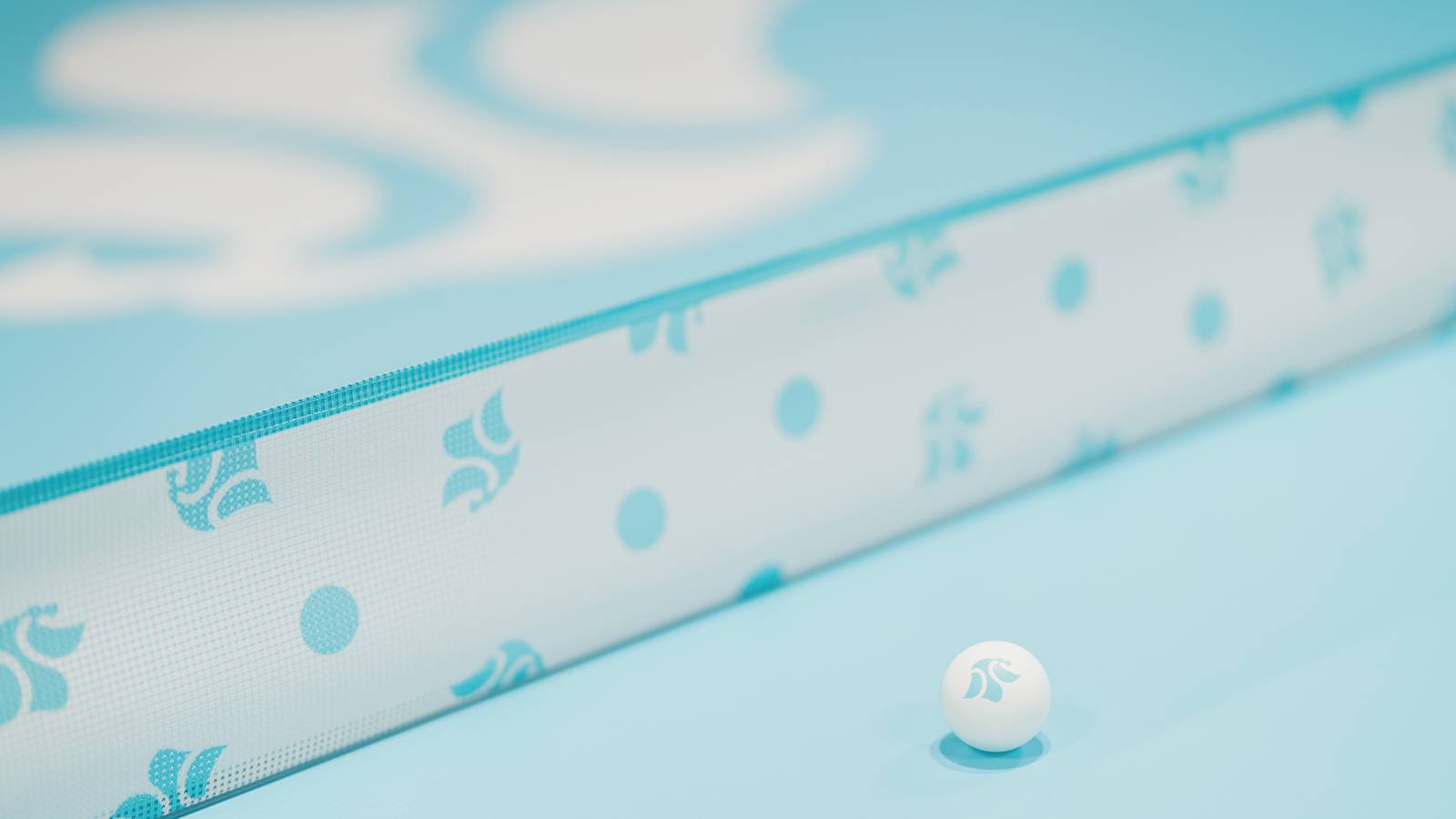 ロゴをあしらった卓球台