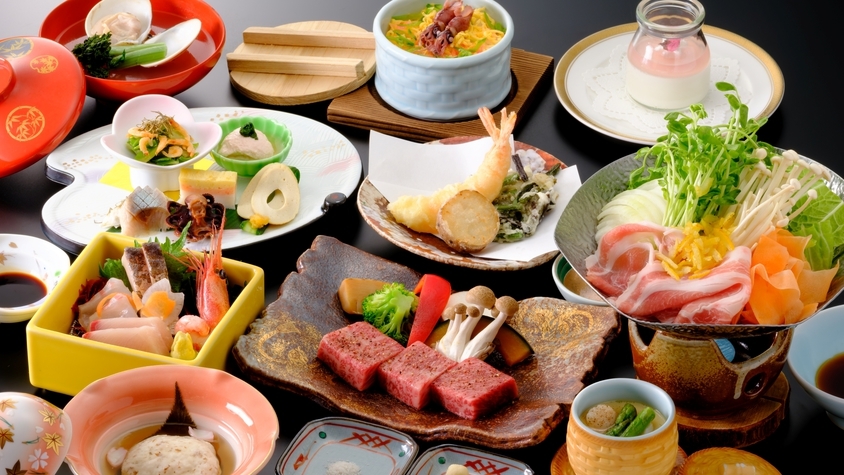 【黒毛和牛ステーキ付桜会席】春の味覚お食事グレードアップ！A5ランク黒毛和牛をお好みの焼き加減で！