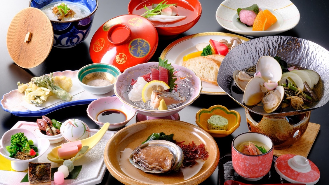 【活アワビ付・舞の膳】スタンダード会席にプラス！鮑の踊り焼きを特製ソースで