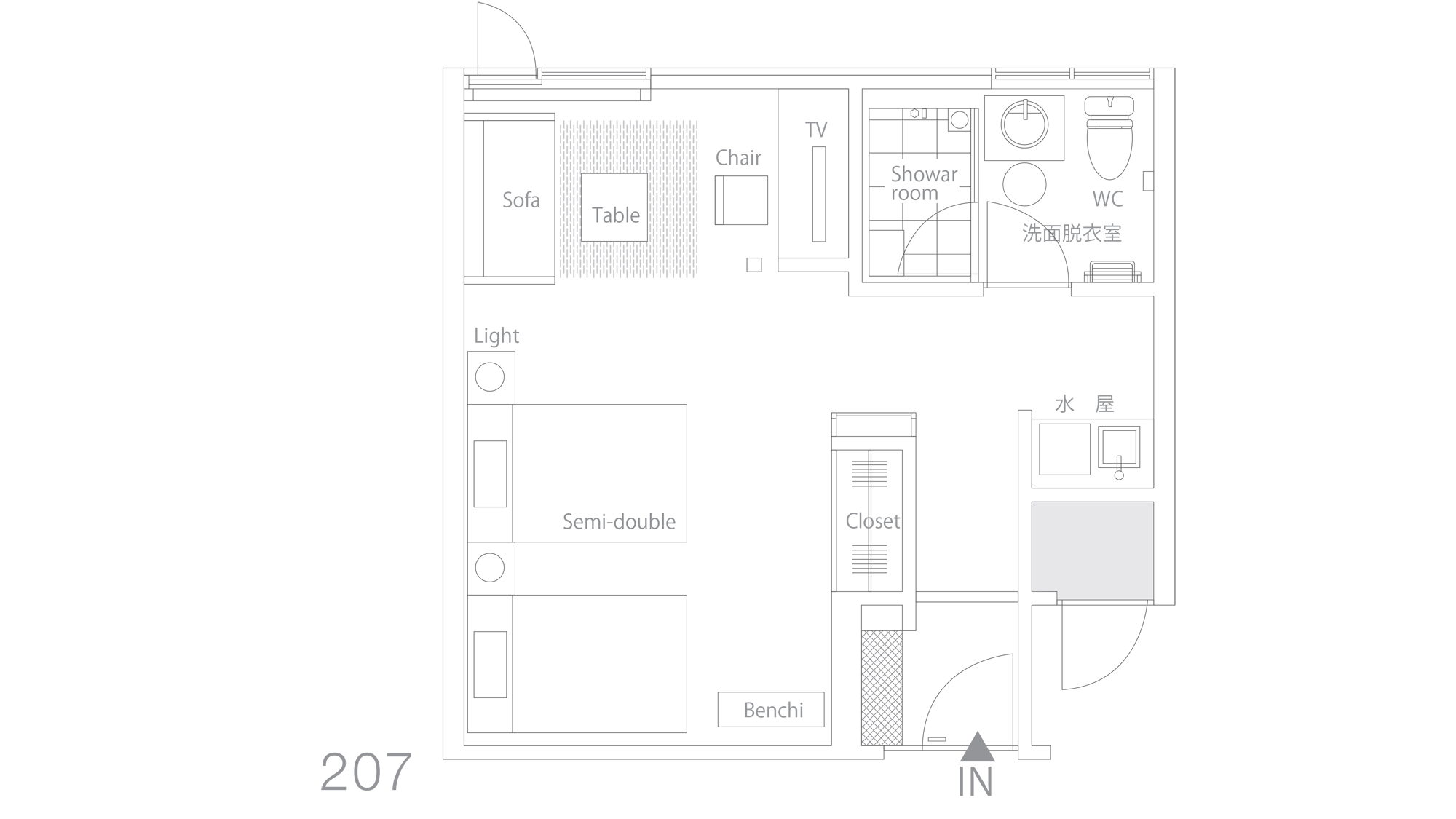 【207＊】本館／スーペリアツイン（2名）平面図