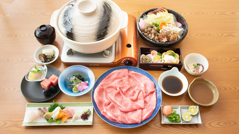 【1泊夕食付きプラン（朝食抜き）】但馬牛しゃぶしゃぶorすきやき＋会席プラン〜お部屋食確約〜