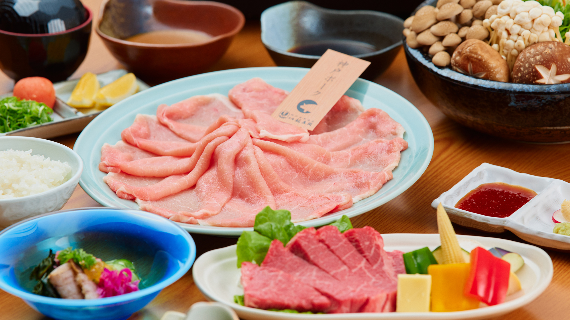 但馬牛ステーキ＆神戸ポークしゃぶしゃぶ鍋コース