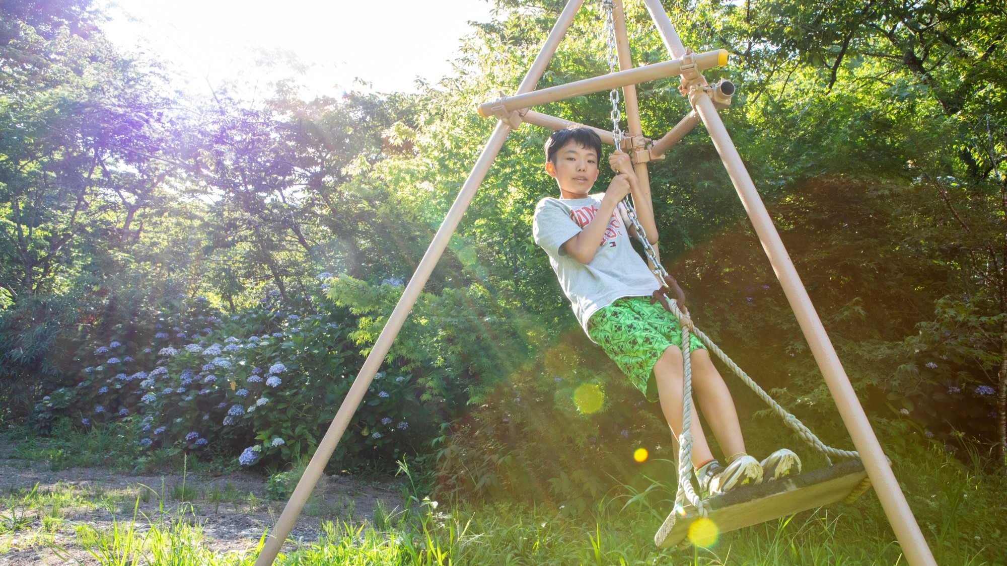 オーナー手作りのブランコで遊ぼう★