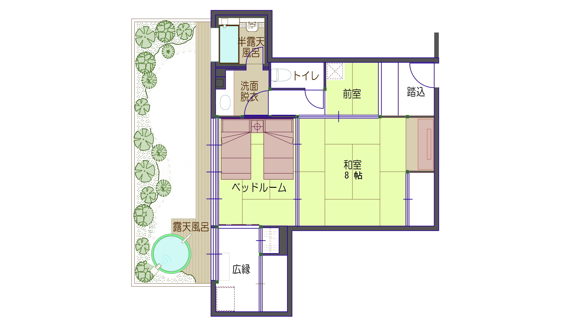 令和3年改装【2階庭園付き和室】源泉掛流し露天+半露天風呂