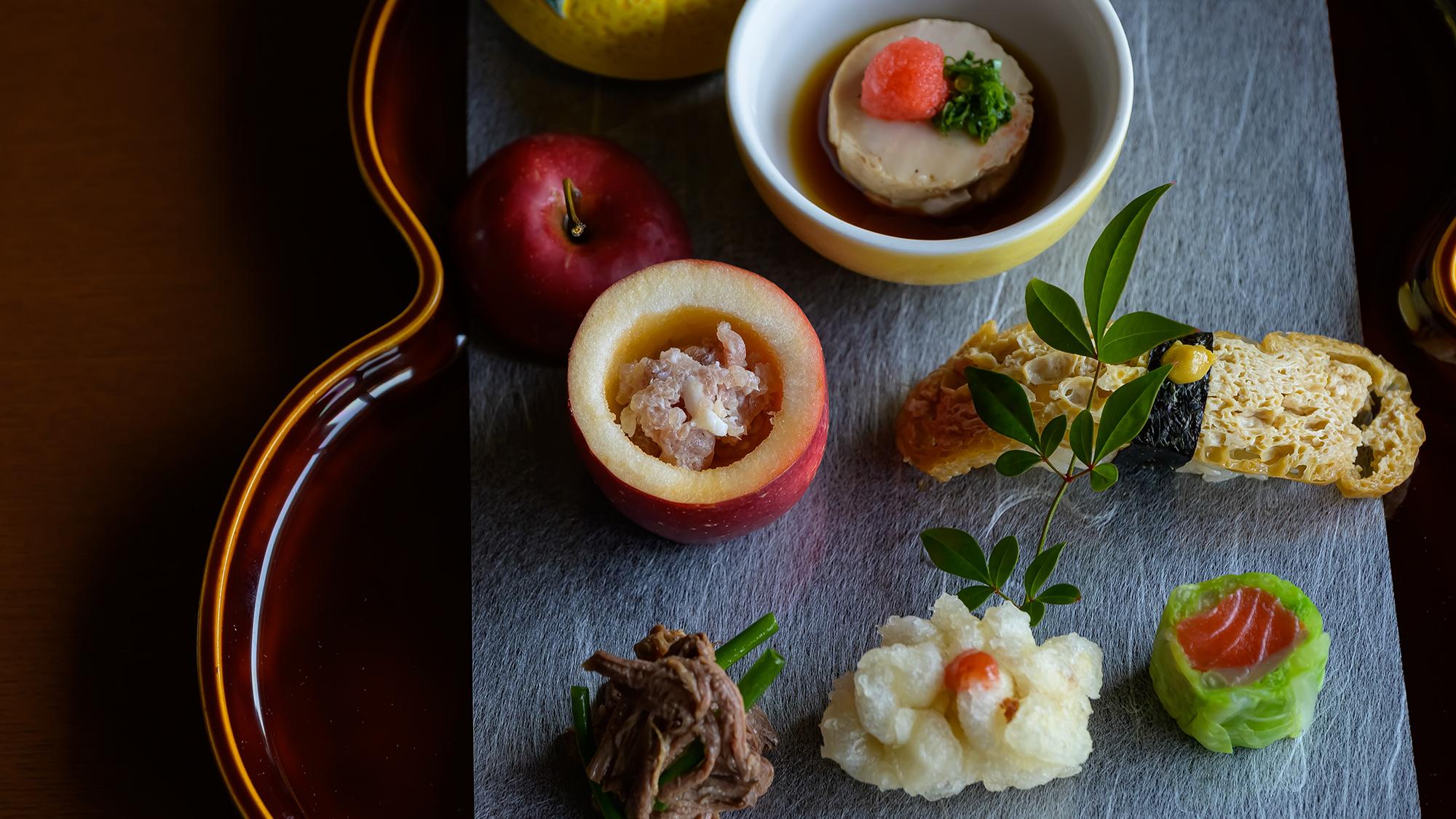 八寸もひときわ冬らしく。一品一品洗練されたお料理を心ゆくまで。
