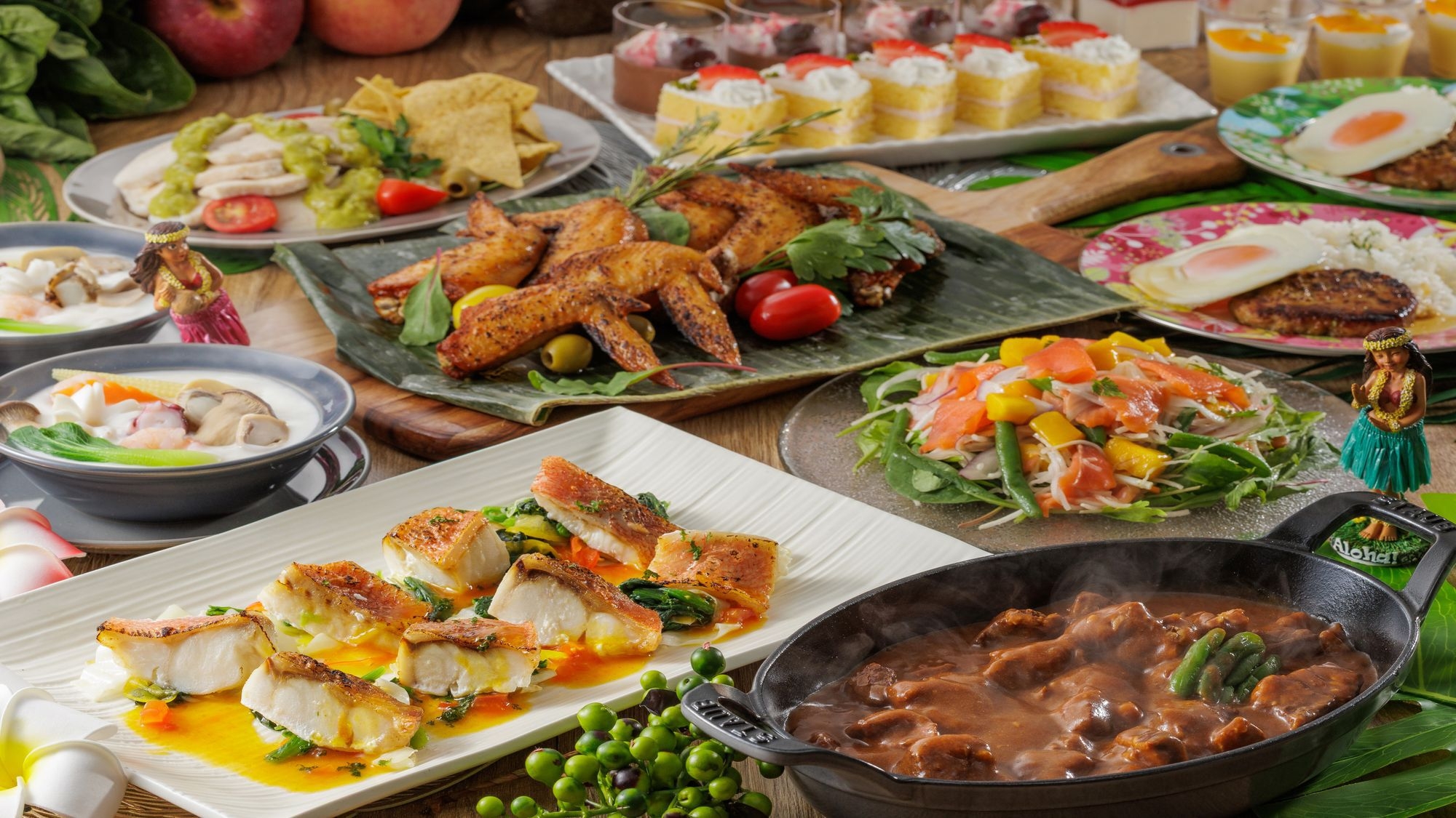 【遊んで食べて大満足！】福島の郷土料理とハワイ料理を味わうディナーバイキング