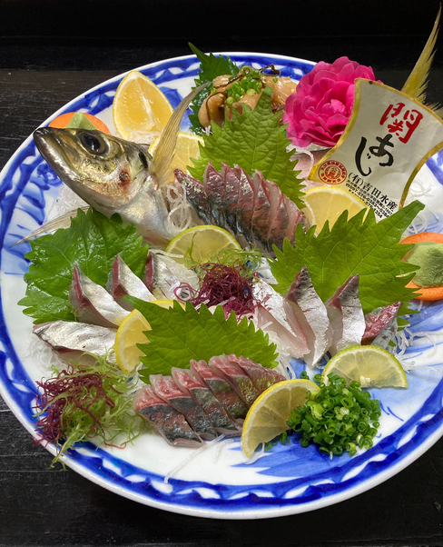 【カップル・ご夫婦限定】大分名物☆ふたりで一尾関あじの姿造りプラン［全館禁煙］