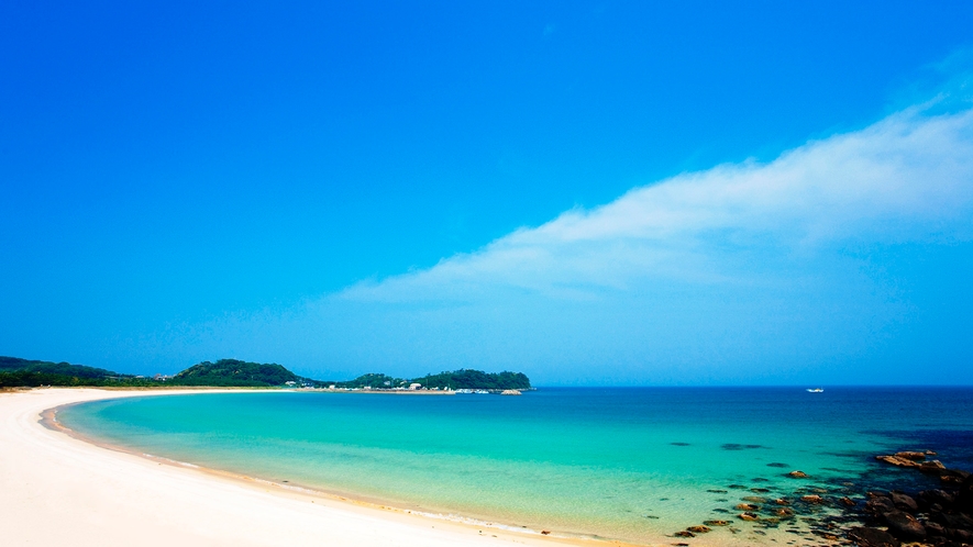 *【筒城浜海水浴場】当館から車で約20分。日本の快水浴場100選に選ばれた白砂のビーチ！