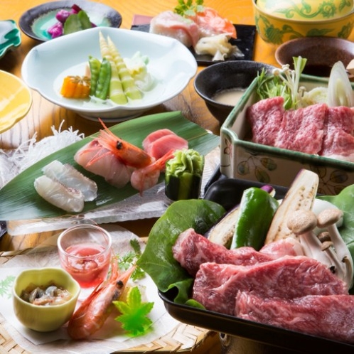 【夕食】全国的に有名な北海道のブランド牛「白老牛」特別リクエスト御膳でをお楽しみください。