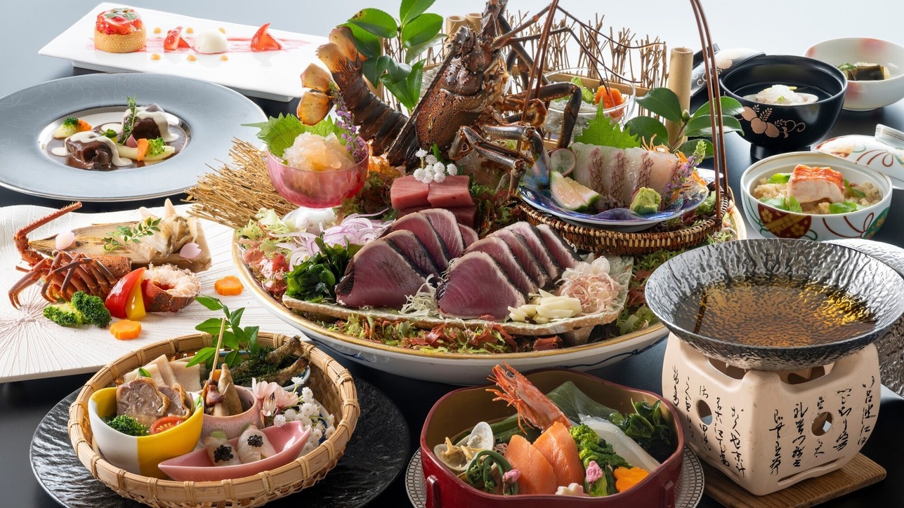 【旬彩物語／朧月コース】ぷりぷりの伊勢海老姿造りや四万十牛希少部位の食べ比べなど匠の技で綴る土佐の春