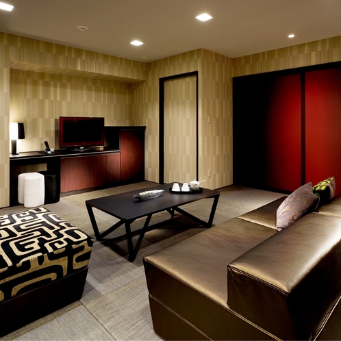 【デラックス43平米】広々とした客室とモダンスタイリッシュな和のデザインを体感