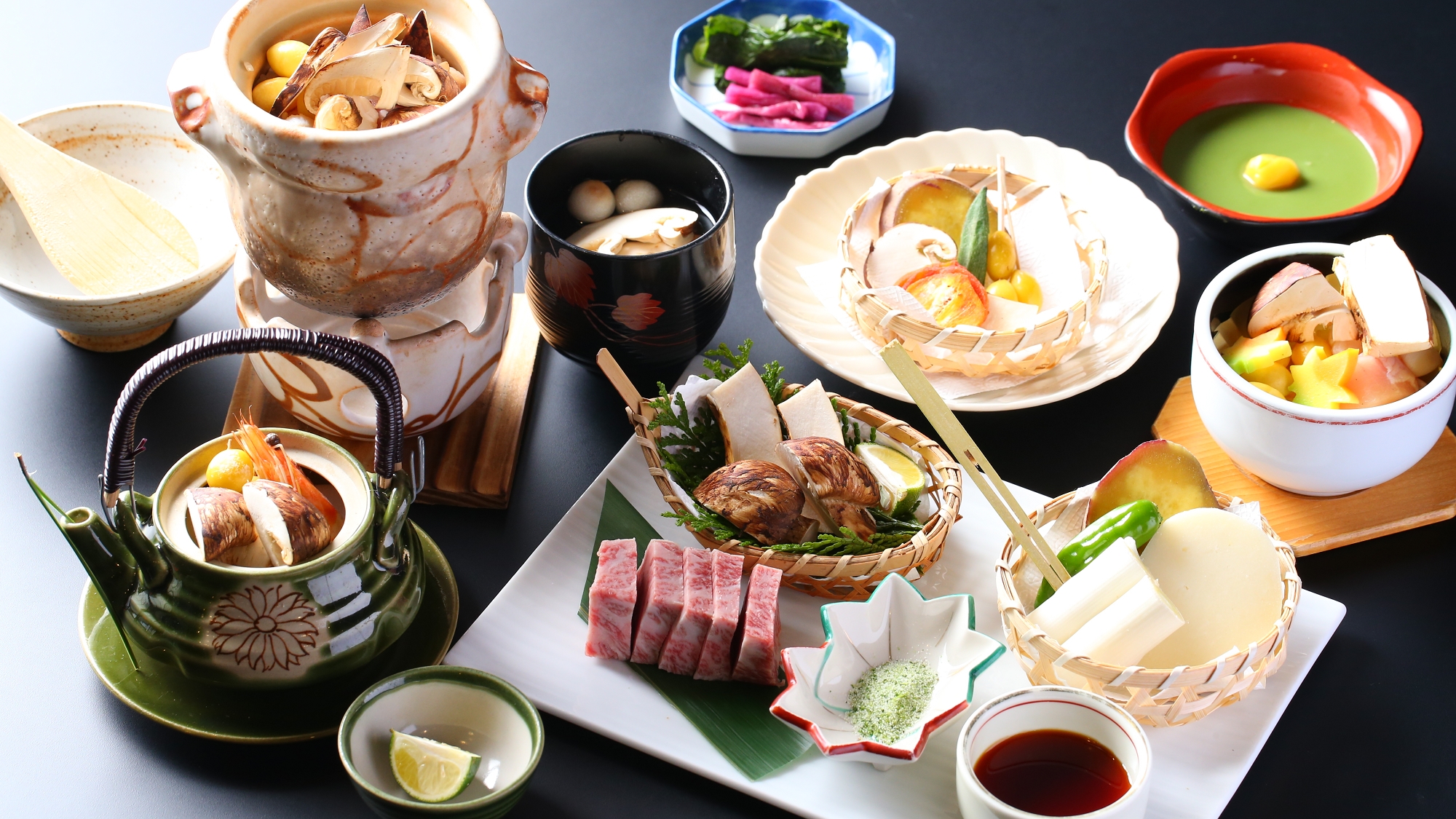 ■【秋グルメ】松茸料理と飛騨牛炭火焼き≪基本≫コース