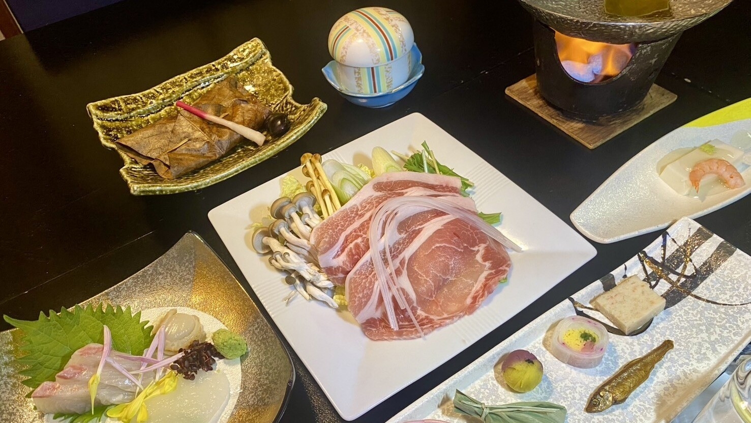 上州麦豚のしゃぶしゃぶ付き地産会席☆ファミリーにもおススメ