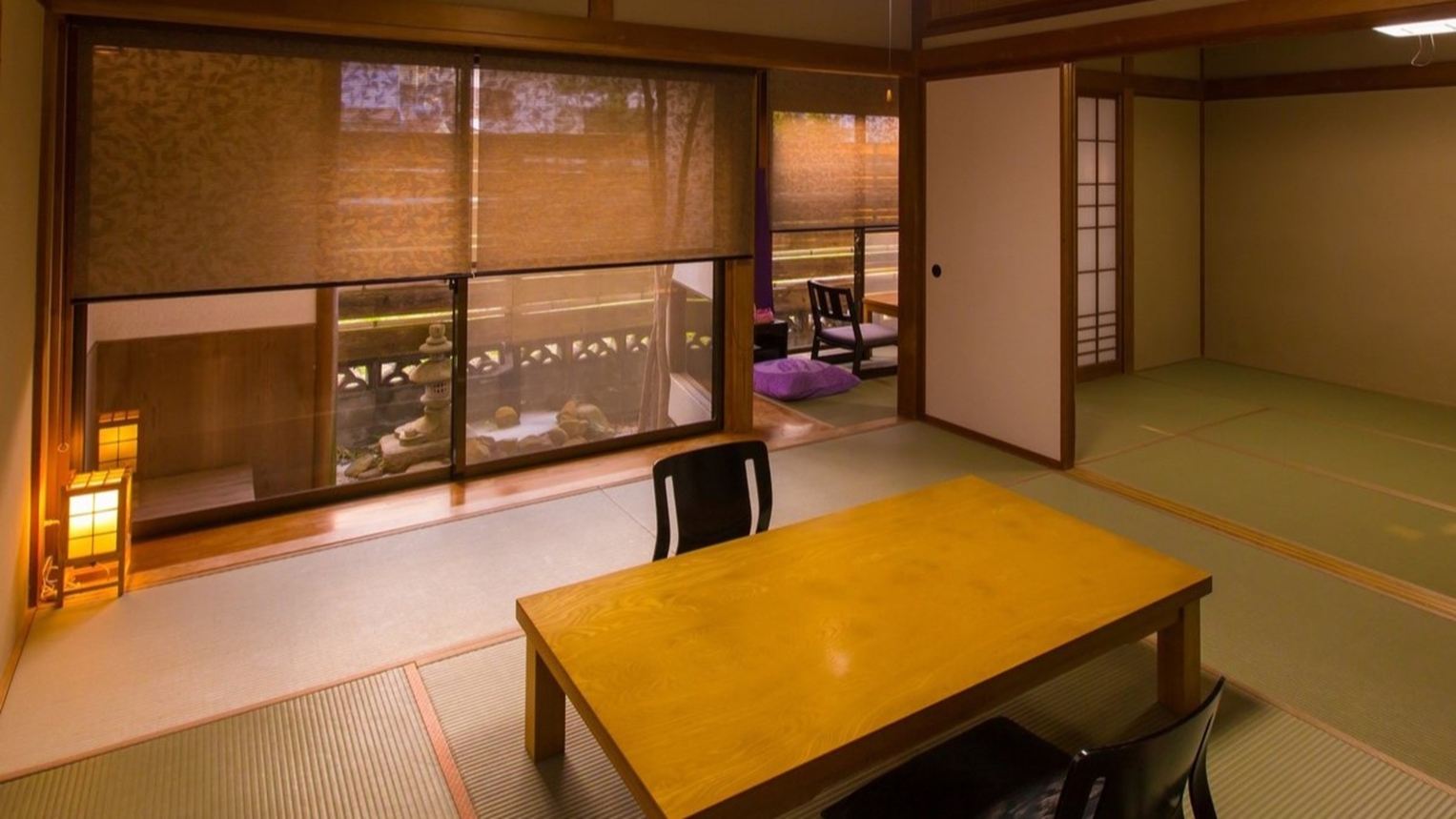 【食事処】源泉かけ流し温泉付き客室和室2間＜コーナールーム＞