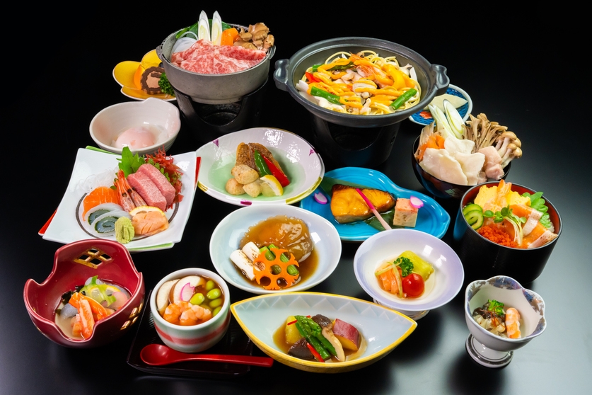 【2025冬　一泊二食付き①】「紫波もちもち牛」「ふかひれ」「鰈」「鰤」料理長おすすめ和会席膳♪ 