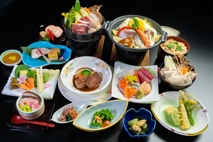 【2026春　一泊二食付き①】「紫波もちもち牛」「山菜」「真鱈」「桜鯛」料理長おすすめ和会席膳！