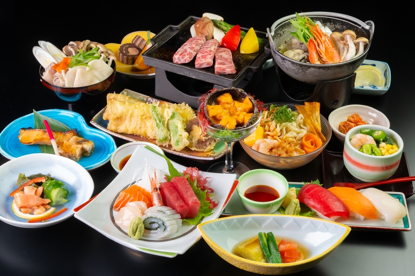 【2025夏　一泊二食付き①】「紫波もちもち牛」「生うに」「穴子」「鰈」料理長おすすめ和会席膳！